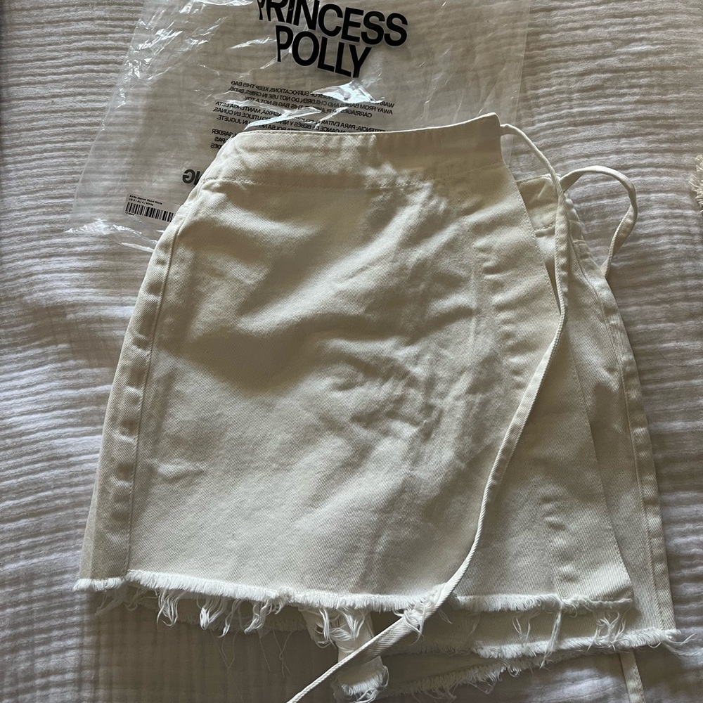 Princess Polly white denim skort